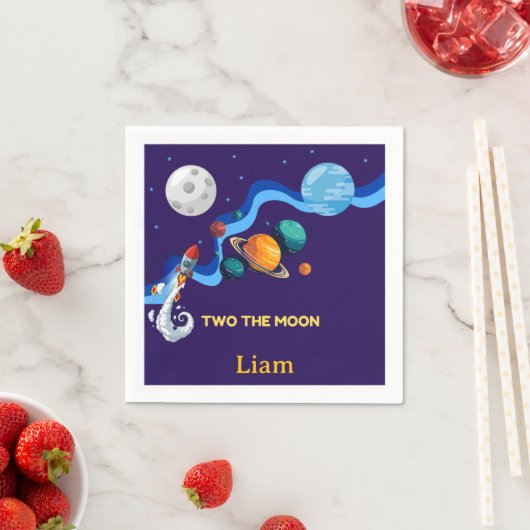 Twee naar de Maan 2e Verjaardag Papieren Servetten (Insitu)