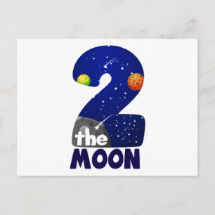 TWEE NAAR DE MAAN 2e Verjaardag Peuter Ruimte Verj Briefkaart