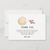 Twee naar de maan 2e verjaardagsfeest bedankkaartj bedankkaart (Voorkant)