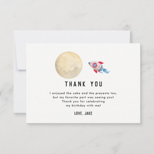 Twee naar de maan 2e verjaardagsfeest bedankkaartj bedankkaart (Voorkant)