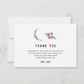 Twee naar de maan 2e verjaardagsfeest bedankkaartj bedankkaart (Voorkant)