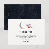 Twee naar de maan 2e verjaardagsfeest bedankkaartj bedankkaart (Voorkant / Achterkant)