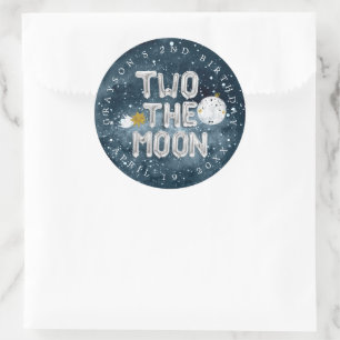 Twee naar de Maan 2e verjaardagsfeest cadeau Ronde Sticker
