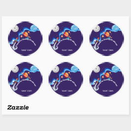 Twee naar de Maan 2e Verjaardagsuitnodiging Ruimte Ronde Sticker