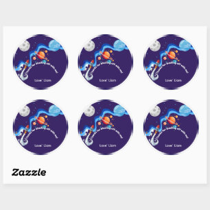 Twee naar de Maan 2e Verjaardagsuitnodiging Ruimte Ronde Sticker