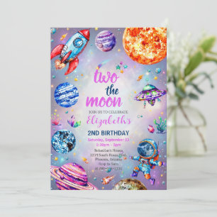 Twee naar de maan Buitenruimte Blauw 2de verjaarda Kaart