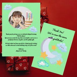 Twee naar de Maan Cute Verjaardagsfoto bedankkaart Kaart