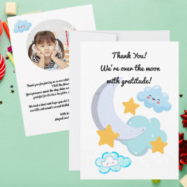 Twee naar de Maan Cute Verjaardagsfoto bedankkaart Kaart