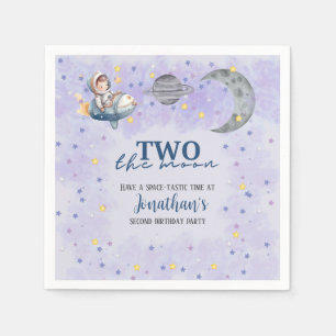 Twee naar de Maan Jongen Ruimteraket 2e Verjaardag Servet