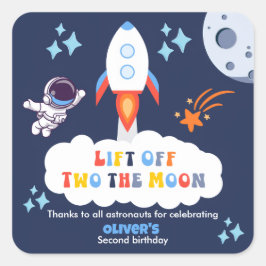 Twee naar de Maan Jongen Ruimteraket Start 2e Verj Vierkante Sticker