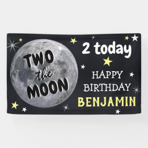 Twee naar de Maan Kids 2e Verjaardagsfeest Welkom Spandoek