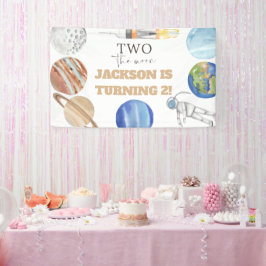 Twee naar de Maan | Moderne Ruimte 2e Verjaardagsd Spandoek