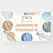 Twee naar de Maan | Moderne Ruimte 2e Verjaardagsd Spandoek (Horizontaal)