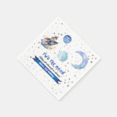 Twee Naar De Maan Raket Ruimte Blauwe Jongen 2e Ve Servet (Hoek)