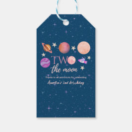 Twee Naar De Maan Ruimteschip Planeten 2de Verjaar Cadeaulabel