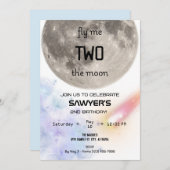 Twee naar de maan verjaardagsfeest uitnodiging (Voorkant / Achterkant)