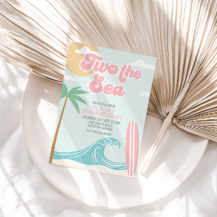 Twee naar de Zee ROZE Surf Strand 2e Verjaardag Kaart