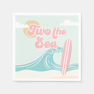 Twee naar de Zee Roze Surf Strand Verjaardag Servet