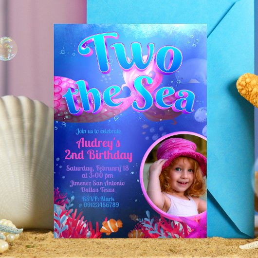 Twee naar de Zee - Zeemeermin met foto Kaart