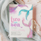 Twee naar de zee zeemeermin verjaardagsuitnodiging kaart