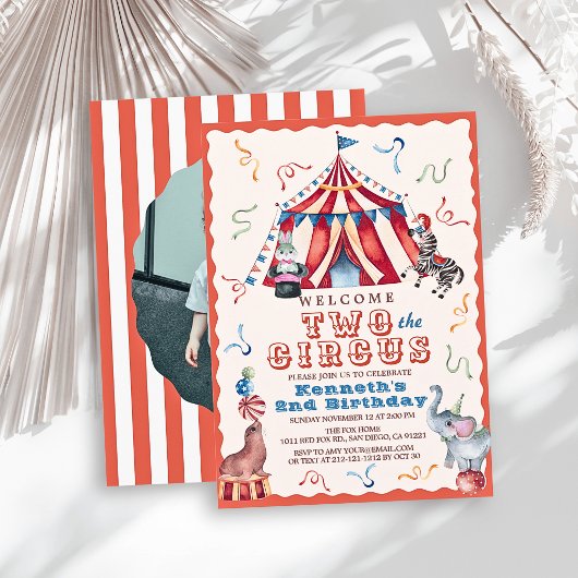 Twee naar het circus Carnaval Tent Foto 2e verjaar Kaart