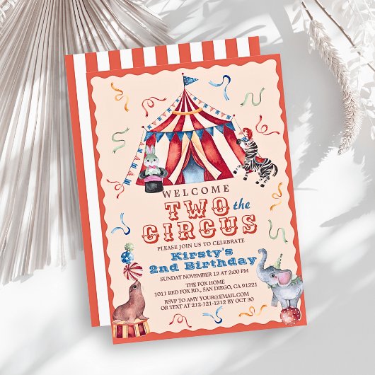 Twee naar het circus kermistent dieren 2e verjaard kaart