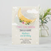 Twee naar het maanmeisje shower thema uitnodiging (Staand voorkant)