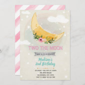 Twee naar het maanmeisje shower thema uitnodiging (Voorkant / Achterkant)