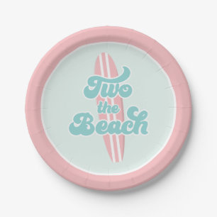 Twee naar het Strand Surf Strand 2e Verjaardag Pap Papieren Bordje
