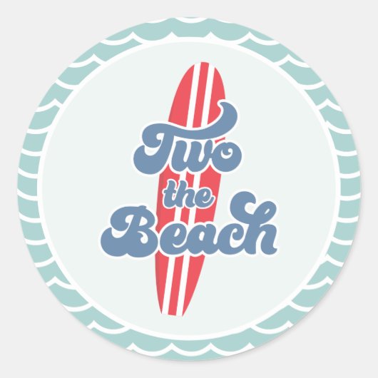 Twee naar het Strand Surf Strand 2e Verjaardag Ronde Sticker (Voorkant)