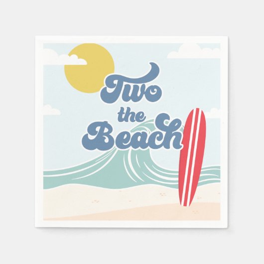 Twee naar het Strand Surf Strand 2e Verjaardag Servet (Voorkant)