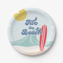 Twee naar het strand Surfstrand 2e verjaardag Papieren Bordje