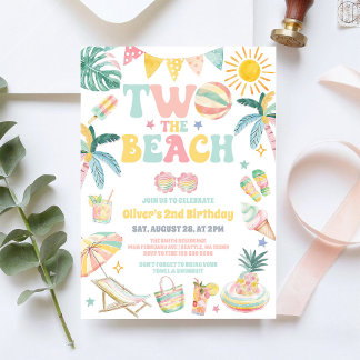 Twee naar het strandfeest zomer 2de verjaardagsuit kaart