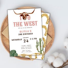 Twee naar het westen roze western rodeo 2e verjaar kaart
