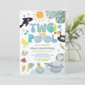 Twee naar het zwembad Zwembadfeest Zomer 2e verjaa Kaart (Staand voorkant)