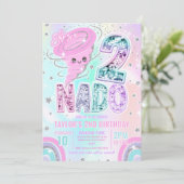 Twee Nado Regenboog Glitter 2de Verjaardagsfeestje Kaart (Staand voorkant)