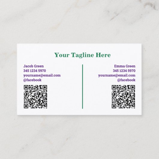 Twee Namen Aangepaste QR Visitekaartje (Achterkant)