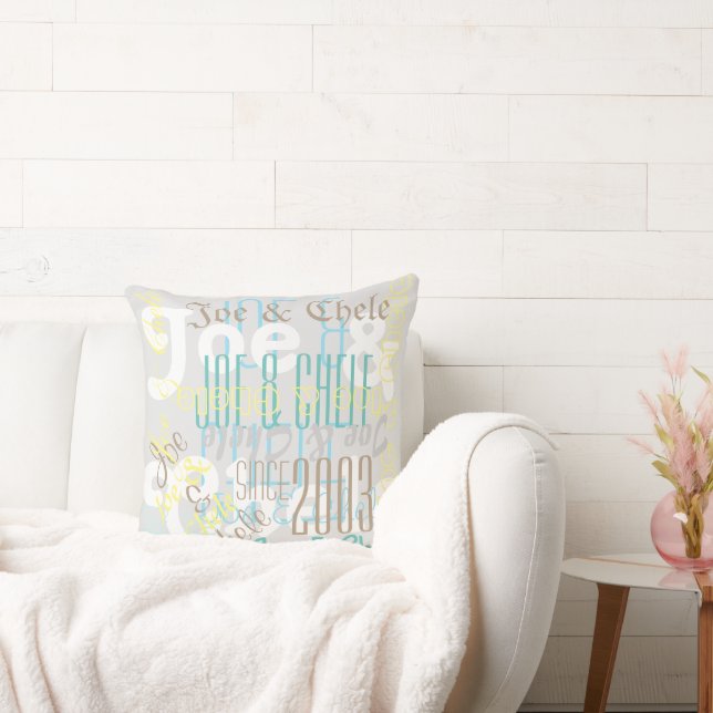 Twee Namen Custom Polyester Worp Kussen 50 x 50 cm (Bank)