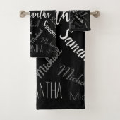Twee namen koppel monogram zwart grijs wit bad handdoek (Insitu)