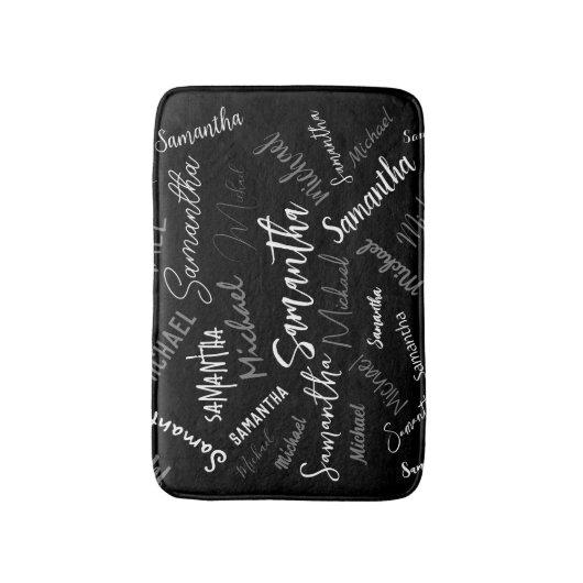 Twee namen koppel monogram zwart grijs wit badmat (Voorkant Verticaal)
