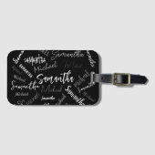 Twee namen koppel monogram zwart grijs wit bagagelabel (Voorkant (horizontaal))