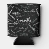 Twee namen koppel monogram zwart grijs wit blikjeskoeler (Voorkant)