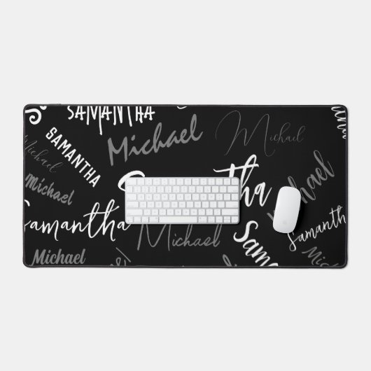 Twee namen koppel monogram zwart grijs wit bureaumat (Keyboard & Muis)