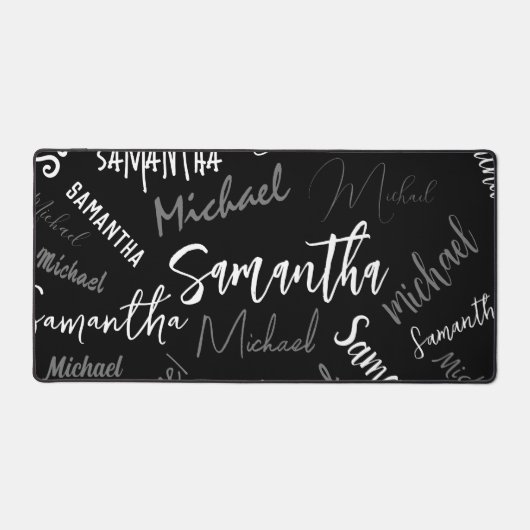 Twee namen koppel monogram zwart grijs wit bureaumat (Voorkant)