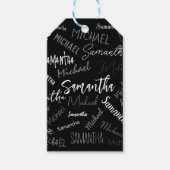 Twee namen koppel monogram zwart grijs wit cadeaulabel (Voorkant)