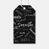 Twee namen koppel monogram zwart grijs wit cadeaulabel (Achterkant)