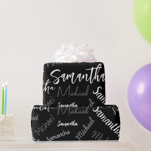 Twee namen koppel monogram zwart grijs wit cadeaupapier (Feestgeschenken)