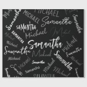 Twee namen koppel monogram zwart grijs wit cadeaupapier (Vlak)