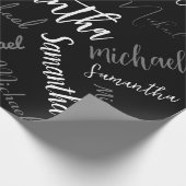 Twee namen koppel monogram zwart grijs wit cadeaupapier (Hoek)
