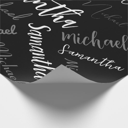 Twee namen koppel monogram zwart grijs wit cadeaupapier (Hoek)
